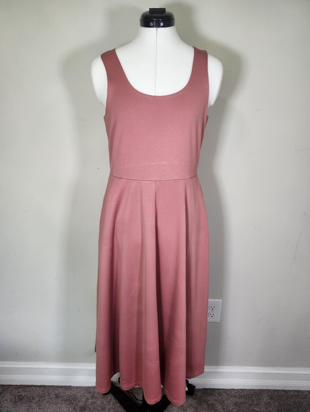 Alfani Coral Pink Sleeveless Scoop Neck Tank Top Pocket Pullover Midi Dress S M